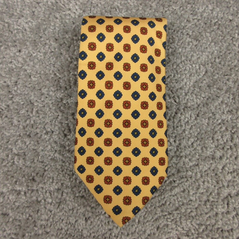 ETRO Tie Mens Yellow Golf Geometric Printed Silk Made In Italy‎ Milano Necktie
